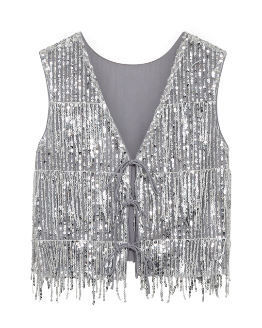 CMSEQUOIA - TOP MIT PAILLETTEN IN GRAU