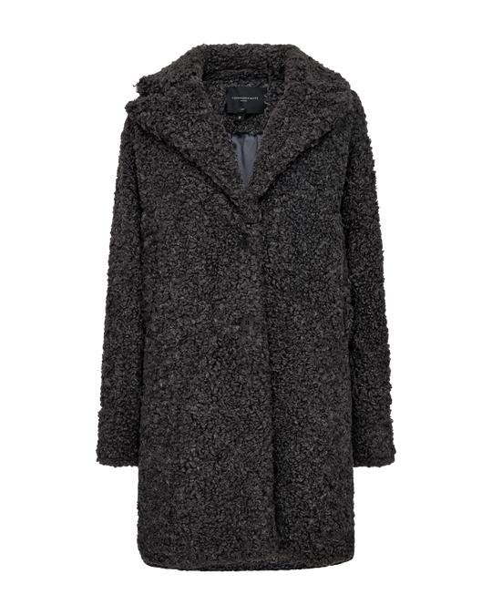 CMCURLY – MANTEL MIT BREITEN SCHULTERN IN GRAU