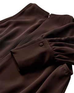 CMSANA – KLEID MIT BALLONÄRMELN IN BRAUN