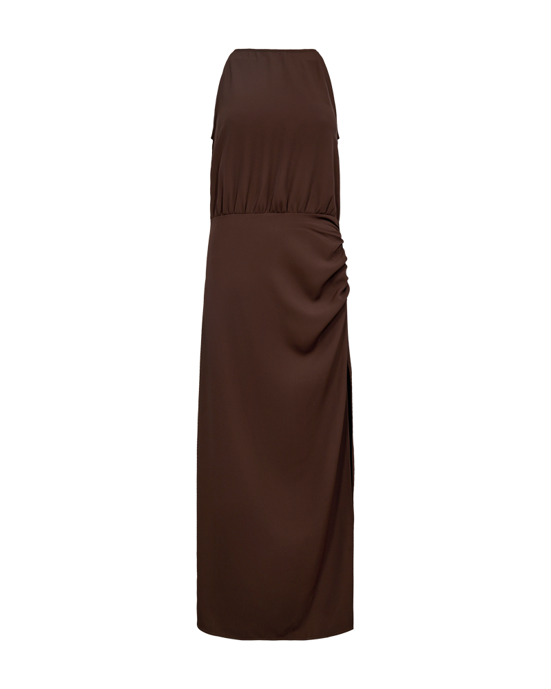 CMSANA – KLEID MIT BALLONÄRMELN IN BRAUN