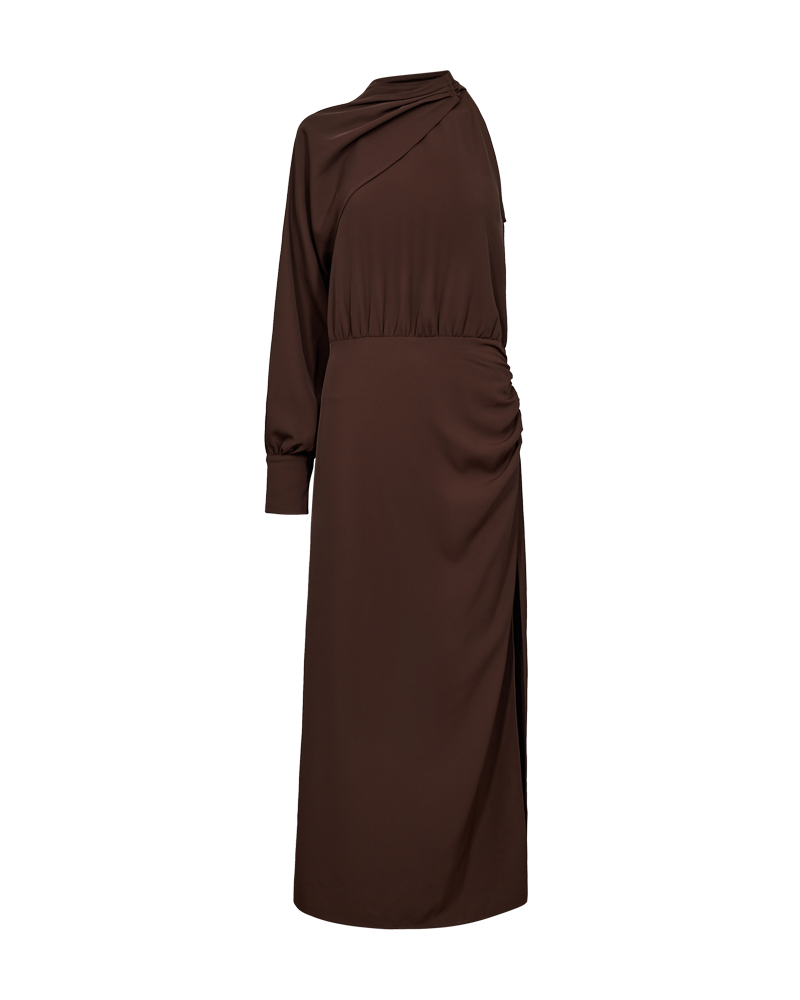 CMSANA – KLEID MIT BALLONÄRMELN IN BRAUN