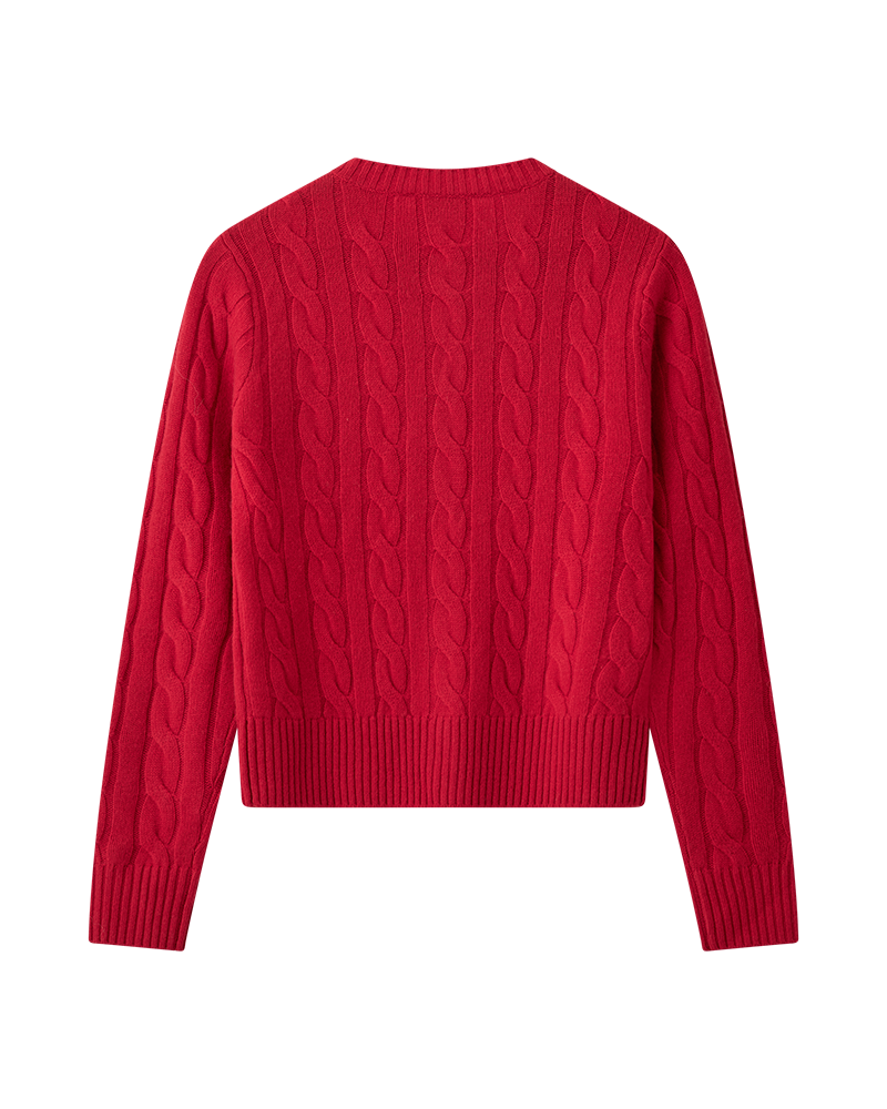 CMCASHA – CARDIGAN MIT GESTICKTEM LOGO-DETAIL IN ROT