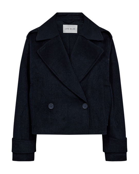 CMEMMA – KURZE DOPPELREIHIGE JACKE IN BLAU