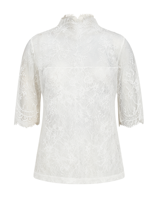 CMLEA – BLUSE MIT SPITZE IN WOLLWEISS