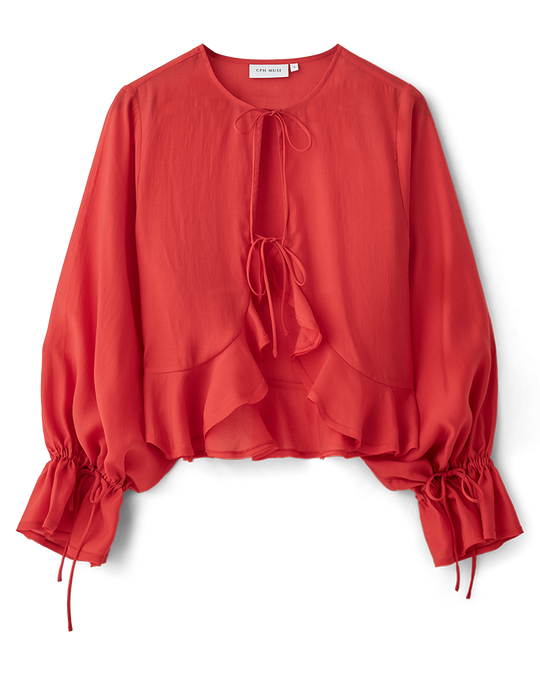 CMMOLLY – HEMD MIT BINDEBÄNDERN IN ROT