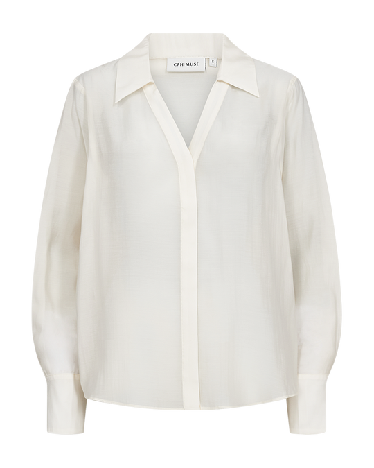 CMMOLLY – V-NECK HEMD IN WOLLWEISS