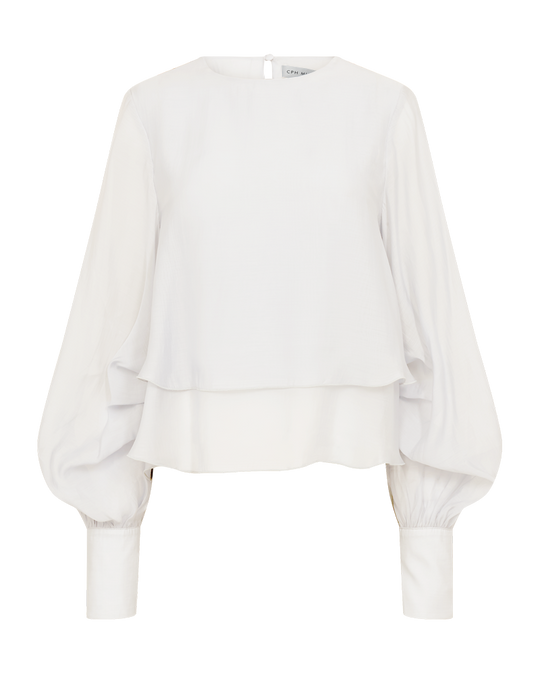 CMTILLY – BLUSE MIT RÜSCHEN IN WOLLWEISS