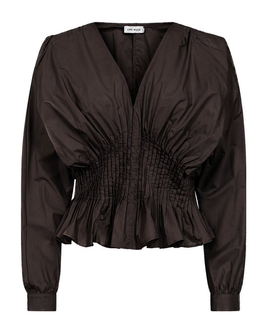 CMPOPLIN – BLUSE MIT FALTEN IN BRAUN