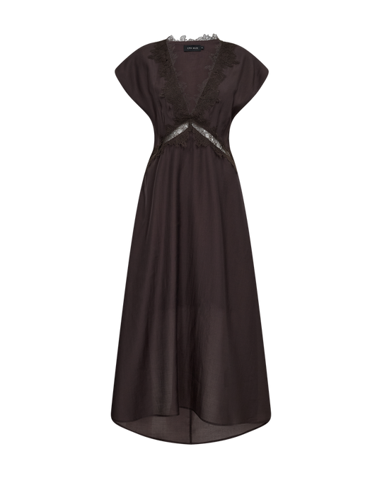 CMMOLLY – KLEID MIT SPITZENDETAILS IN BRAUN