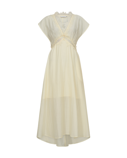 CMMOLLY – KLEID MIT SPITZENDETAILS IN GELB