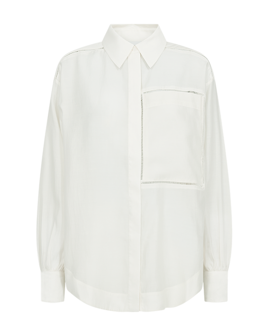 CMMOLLY – HEMD MIT BRUSTTASCHE IN WOLLWEISS