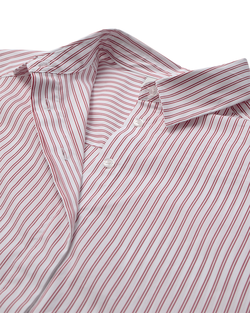 CMMARYANN – OVERSIZE-HEMD IN GESTREIFT WEISS UND ROT