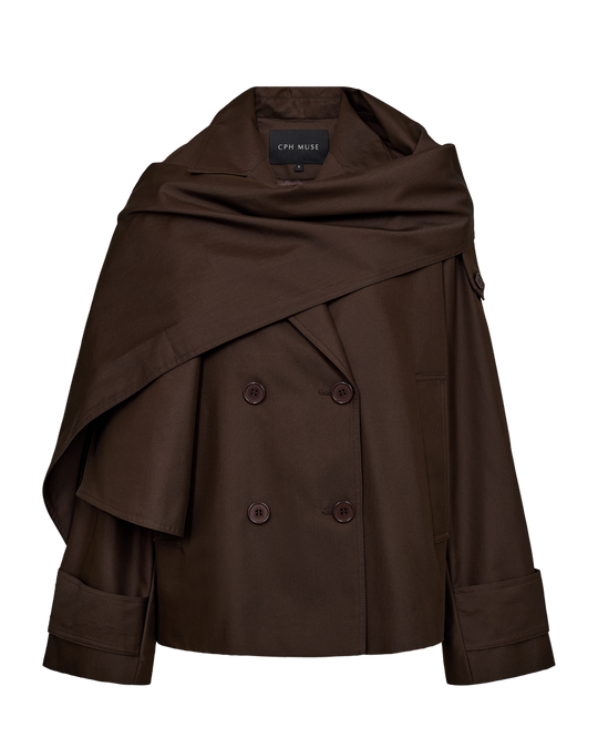 CMCORAL – JACKE MIT ABNEHMBAREM SCHAL IN BRAUN