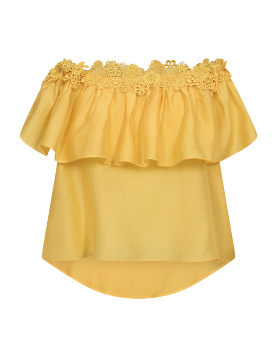 CMMOLLY – OFF-THE-SHOULDER-BLUSE IN GELB