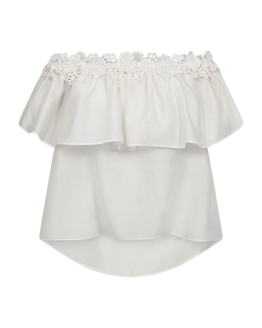 CMMOLLY – OFF-THE-SHOULDER-BLUSE IN WEISS
