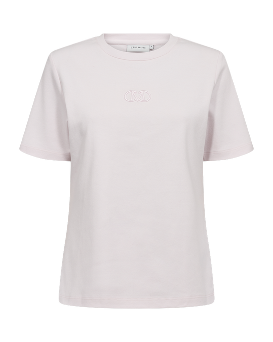 CMMUSE – T-SHIRT MIT GESTICKTEM LOGODETAIL IN ROSA