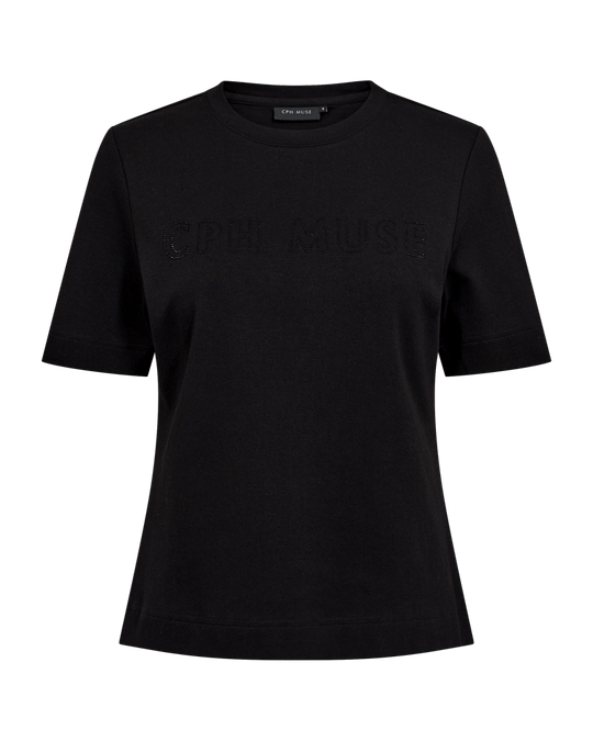 CMMUSE – T-SHIRT MIT LOGO IN SCHWARZ