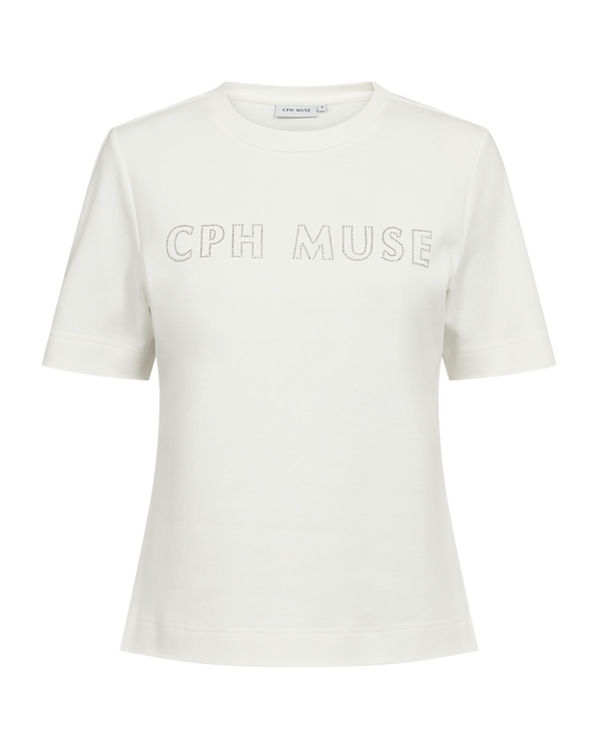 CMMUSE – T-SHIRT MIT LOGO IN WEISS