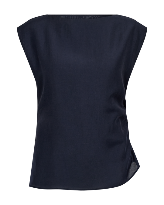 CMMOLLY – BLUSE MIT ASYMMETRISCHEM SAUM IN BLAU