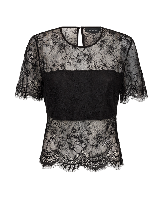 CMLEA – BLUSE MIT SPITZE IN SCHWARZ